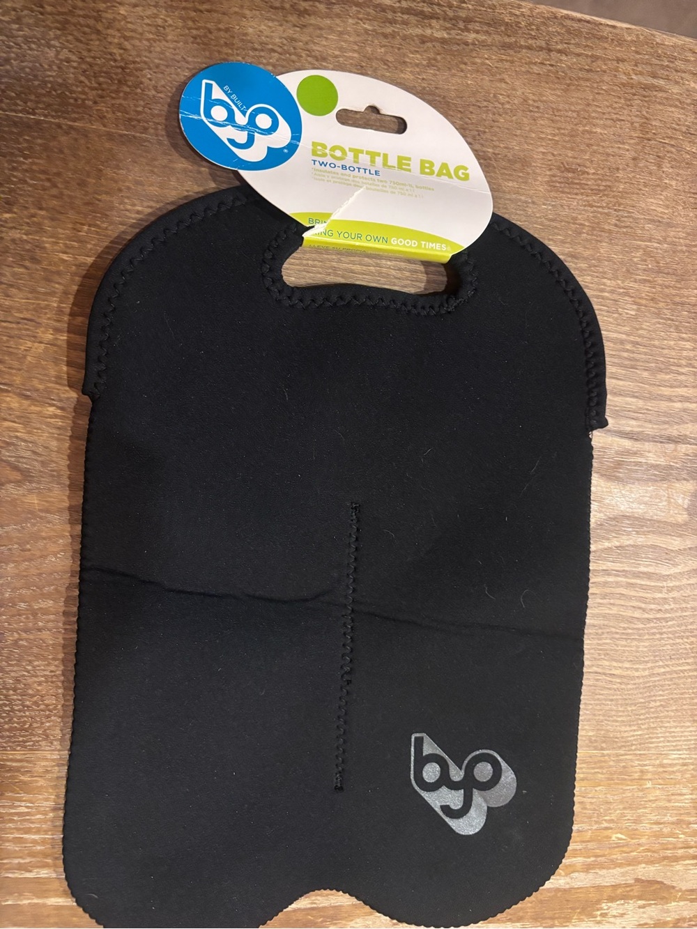 Black Two-Bottle Neoprene Bottle Bag